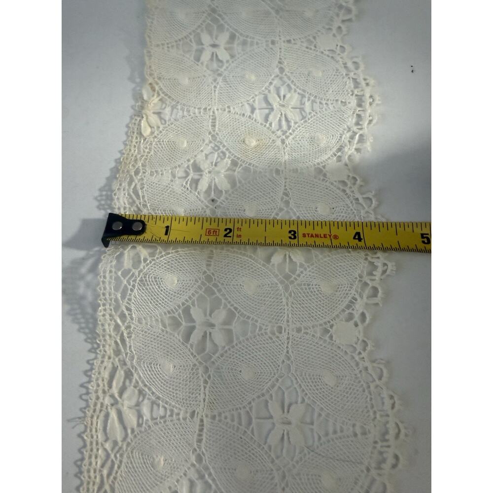 Vintage Lace Trim 6 Yards Floral Ivory Cotton Bridal Sewing Antique - Picture 9 of 12